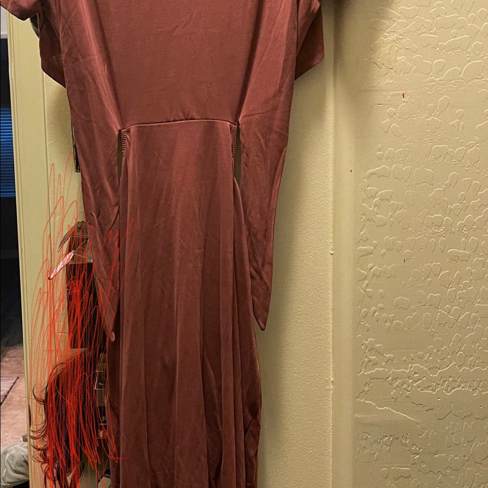Open back mini dress large salmon color